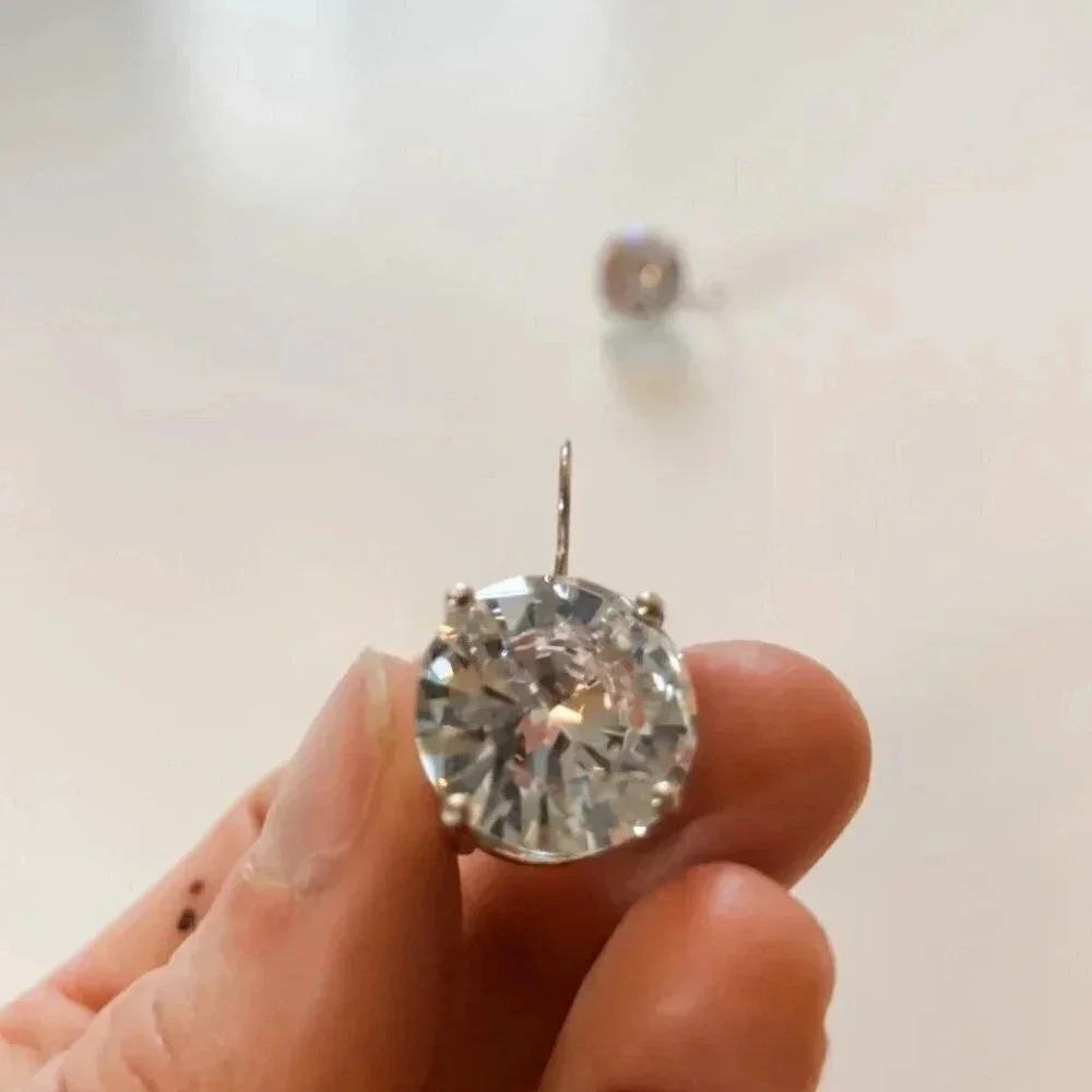 Big Bling Faux Diamond Earrings - Picture 6 of 12